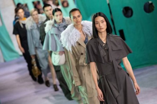 Models walk the runway at the Burberry show during London Fashion Week September 2024 at on September 16, 2024 in London, England.