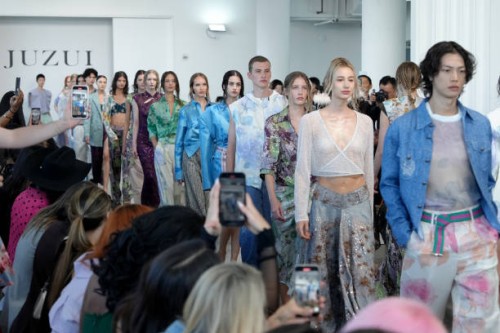 Models walk the runway during the Juzui SS25 Collection fashion show during the September 2024 New York Fashion Week: The Shows at Canoe Studios on...