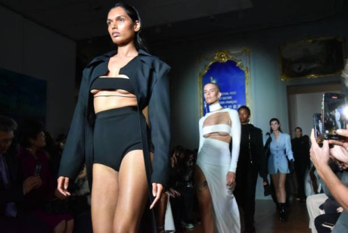 Models walk the runway during the Theunissen Womenswear Spring/Summer 2024 show as part of Paris Fashion Week on October 03, 2023 in Paris, France.