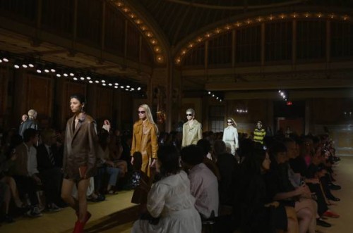 Models walk the runway for the Coach Spring 2024 show during New York Fashion Week in New York City on September 7, 2023.