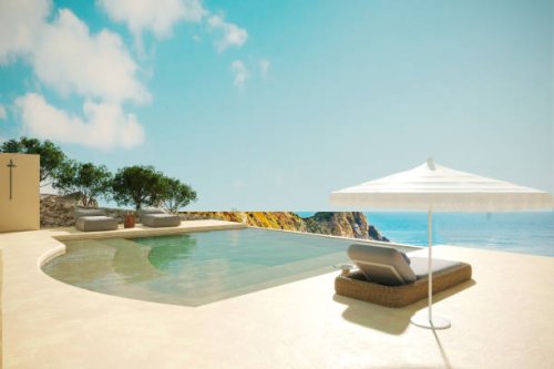 modern beach house with sea view swimming pool - travel stock pictures, royalty-free photos & images