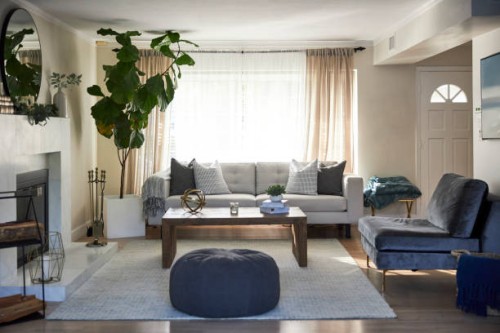 modern brightly lit living room - home decoration stock pictures, royalty-free photos & images