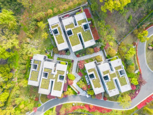 modern eco buildings - garden decoration stock pictures, royalty-free photos & images