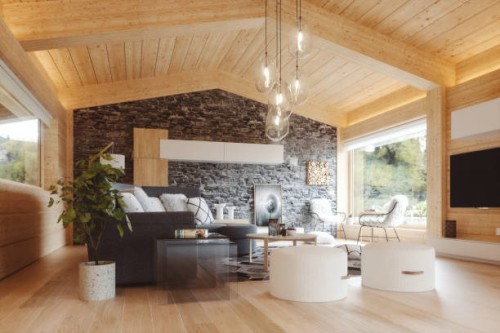 modern european alpine chalet interior - home decoration stock pictures, royalty-free photos & images