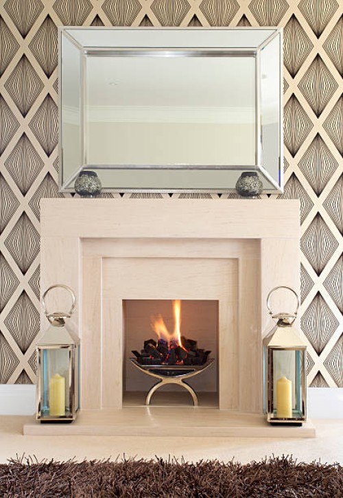 modern fireplace - home decoration stock pictures, royalty-free photos & images