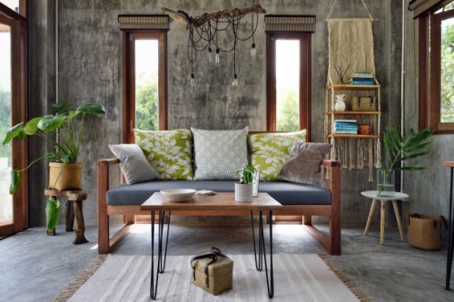 modern living room - home decoration stockfoto's en -beelden