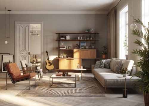 modern living room 3d rendering - home decoration stock pictures, royalty-free photos & images
