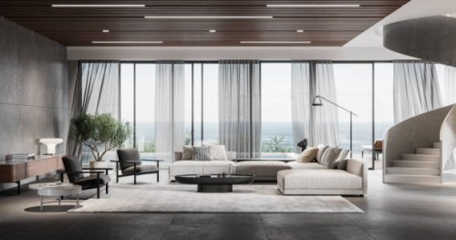 modern living room in 3d - home decoration stock pictures, royalty-free photos & images