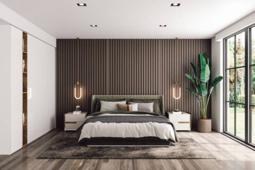 modern luxury bedroom - home decoration stock pictures, royalty-free photos & images