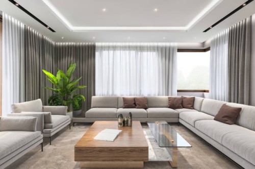 modern luxury villa living room interior - home decoration stock pictures, royalty-free photos & images