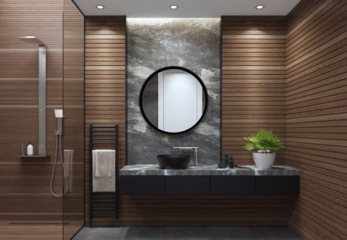 modern minimalist bathroom - home decoration stock pictures, royalty-free photos & images
