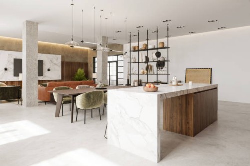 modern open plan apartment interior - home decoration stock pictures, royalty-free photos & images