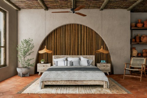 modern rustic bedroom interior - home decoration stock pictures, royalty-free photos & images