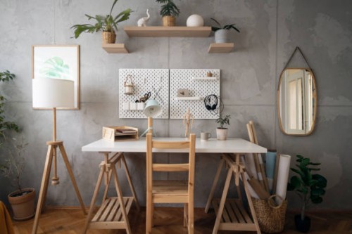modern small home office - home decoration stock pictures, royalty-free photos & images