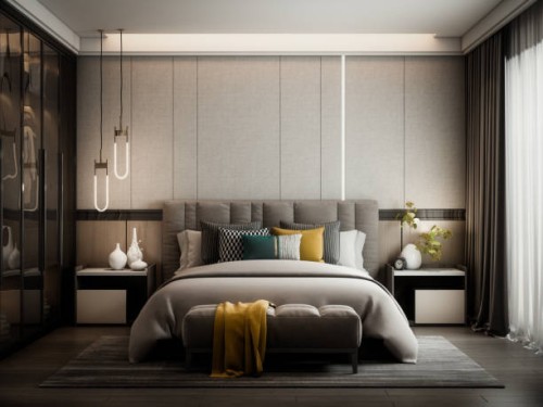 modern style bedroom - home decoration stock pictures, royalty-free photos & images