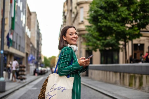modern woman on the street, coming back from work - fashion stock pictures, royalty-free photos & images