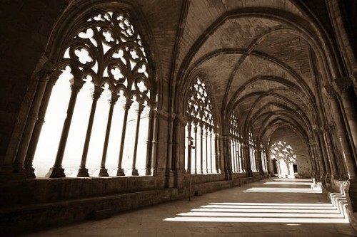 morning light in cloister la seu vella, lleida, spain - garden decoration stock pictures, royalty-free photos & images
