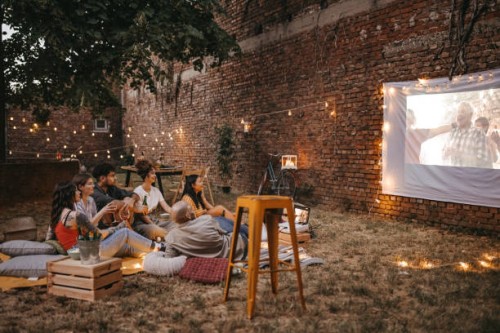 movie night party - home decoration stock pictures, royalty-free photos & images