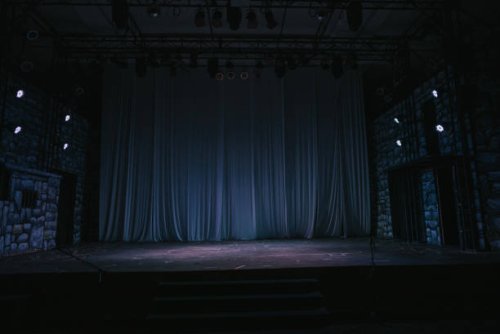 music stage theater concert with backdrop illuminated with stage light - concert stock pictures, royalty-free photos & images