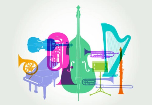 musical instruments - classical orchestra - concert stock illustrations