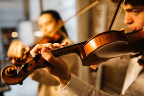 musicians playing a violin - concert stock pictures, royalty-free photos & images