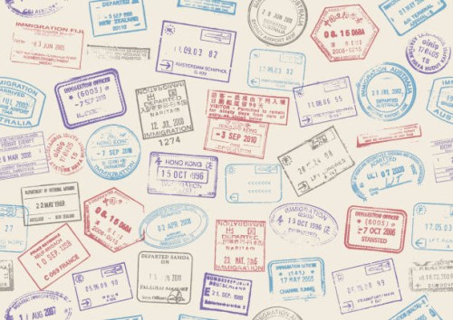 nahtlose reisestempel für pässe - travel stock-grafiken, -clipart, -cartoons und -symbole