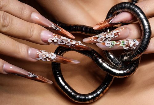 nails on mettalic necklace - nails art stock pictures, royalty-free photos & images