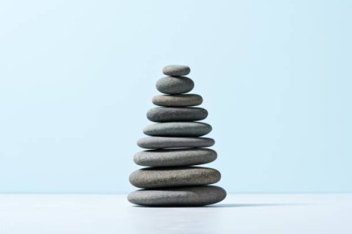 natural gray pebbles stacked in order of size - home decoration stock pictures, royalty-free photos & images