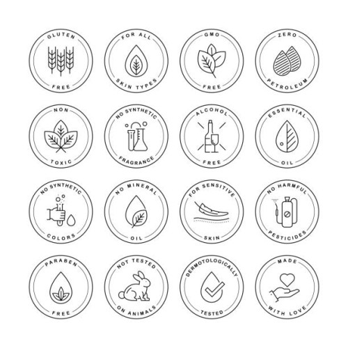 natural product label set - food stock illustrations