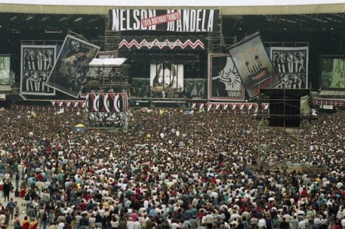 Nelson Mandela 70th Birthday Tribute Concert at Wembley Stadium in London 11th June 1988.