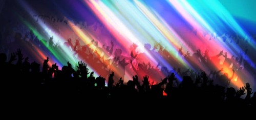 neon-tanz-party-crowd-hintergrund - concert stock-grafiken, -clipart, -cartoons und -symbole
