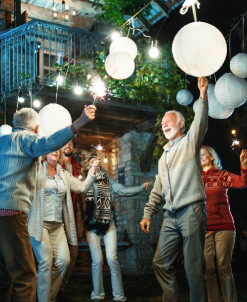 new year's party. - garden decoration stock pictures, royalty-free photos & images