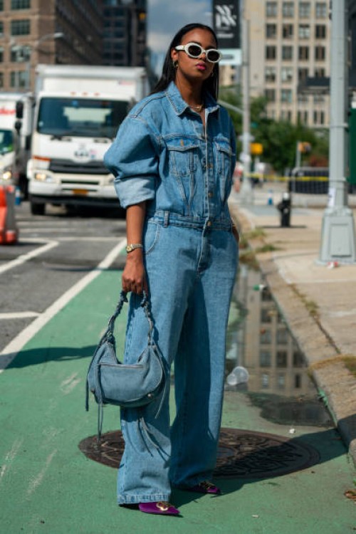 Nuni is seen wearing an outfit by The Frankie Shop & Balenciaga during New York Fashion Week at Spring Studios on September 12, 2022 in New York City.