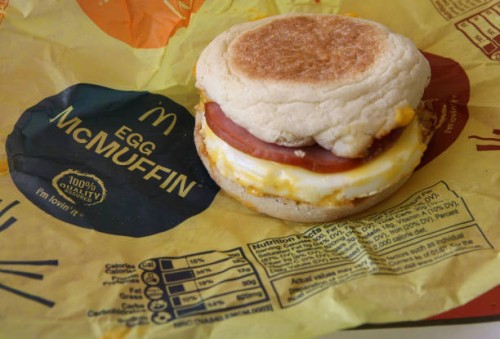 Nutritional information is printed on the wrapper of a McDonald's Egg McMuffin October 1, 2008 in San Rafael, California. California Governor Arnold...
