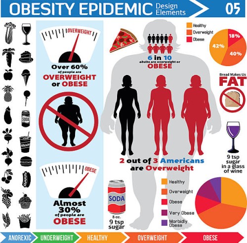 obesity epidemic infographic design elements - junk food stock illustrations