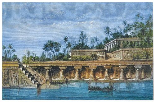 old engraved illustration of the hanging gardens of babylon were one of the seven wonders of the ancient world listed by hellenic culture - garden decoration stock pictures, royalty-free photos & images
