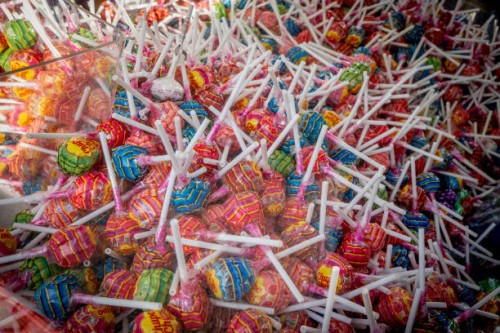 On the third anniversary of the UK leaving the European Union , a detail of lollipops in the window of an amusement arcade on Marine Parade at...