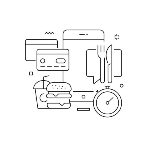 online food order related conceptual vector illustration. take out food, restaurant, 24/7, order, mobile app. - junk food stock illustrations
