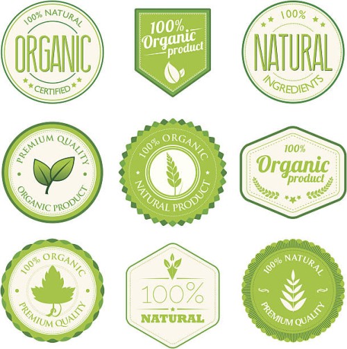 organic product badges - food stock illustrations