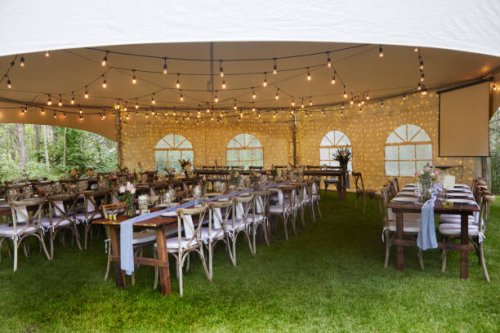 outdoor wedding tent - garden decoration stock pictures, royalty-free photos & images