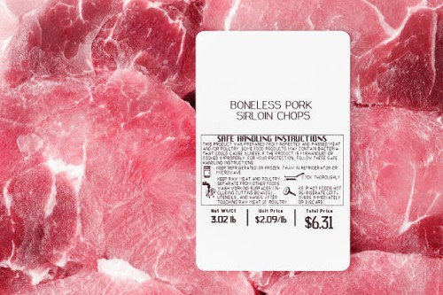package of boneless pork sirloin chops - food stockfoto's en -beelden