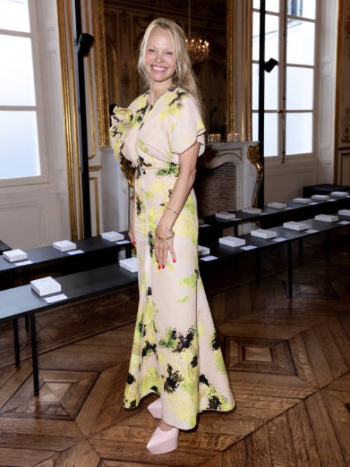 Pamela Anderson at Victoria Beckham Ready To Wear Spring 2024 on September 29, 2023 in Paris, France.