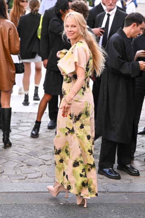 Pamela Anderson attends the Victoria Beckham Womenswear Spring/Summer 2024 show as part of Paris Fashion Week on September 29, 2023 in Paris, France.