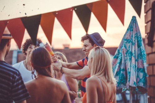 party with confetti - garden decoration stock pictures, royalty-free photos & images