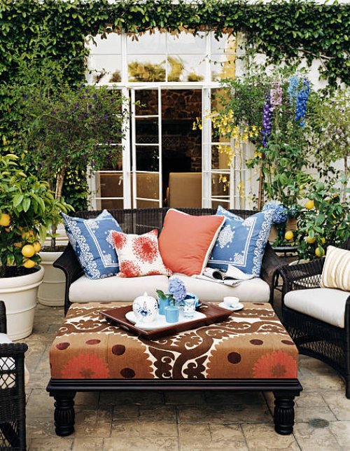 patio with potted lemon trees - home decoration stock pictures, royalty-free photos & images