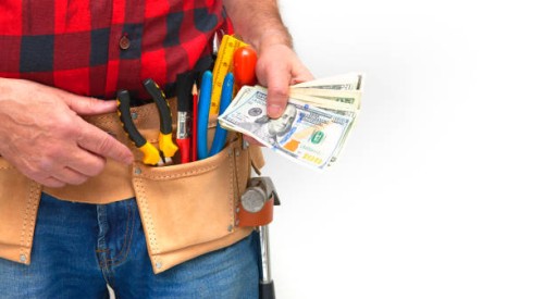 paying maintenance worker - home decoration stock pictures, royalty-free photos & images