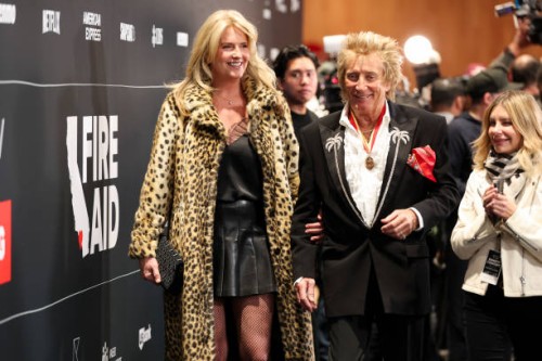 Penny Lancaster, Rod Stewart at the FireAid Benefit Concert held at Intuit Dome on January 30, 2025 in Los Angeles, California.