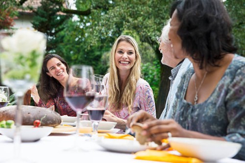 people on a garden party - garden decoration stock pictures, royalty-free photos & images
