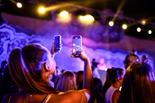 people recording dj live during party - concert stock pictures, royalty-free photos & images