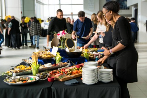 people socialize at conference meeting/luncheon - food stock pictures, royalty-free photos & images